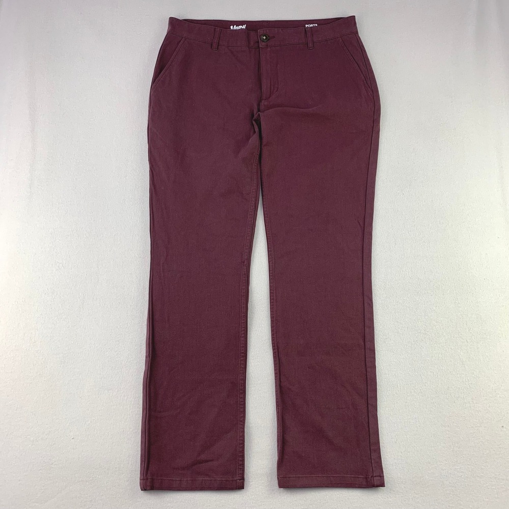 Mugsy Ports‎ Chino Pants Mens 35x32 Burgundy Slim Fit Stretch Cotton Preppy